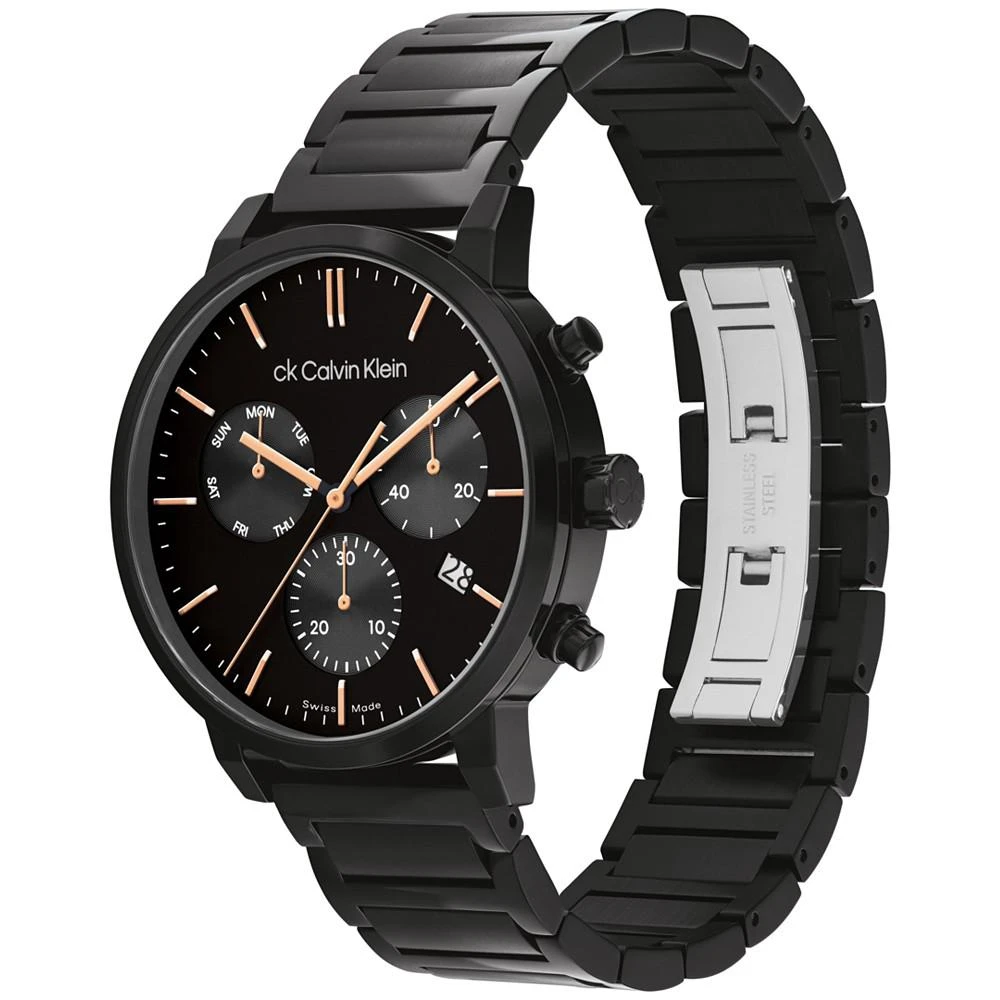 商品Calvin Klein|Men's Swiss Chronograph Gauge Black-Tone Stainless Steel Bracelet Watch 42mm,价格¥2674,第2张图片详细描述
