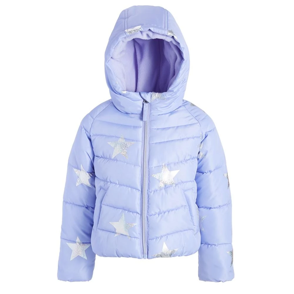 商品S Rothschild & CO|S Rothschilld & CO Toddler & Little Girls Silver Star Foil Printed Puffer Coat,价格¥183,第1张图片