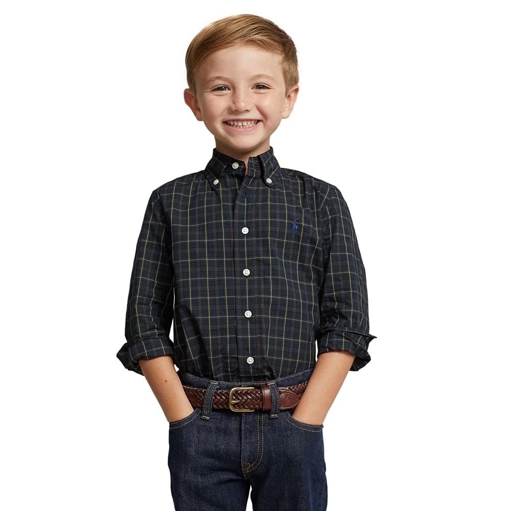 商品Ralph Lauren|Toddler and Little Boys Plaid Cotton Poplin Shirt,价格¥165,第1张图片