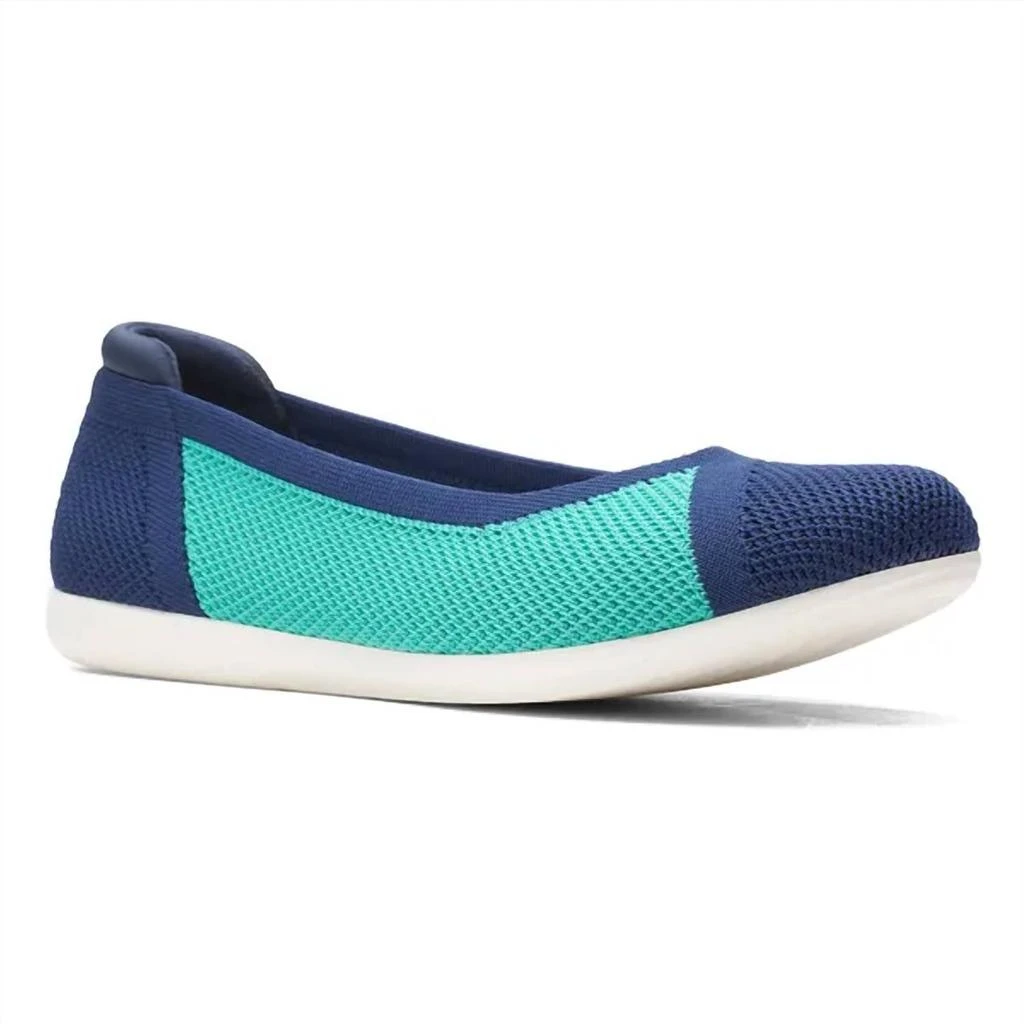 商品Clarks|Women's Cloudsteppers Carly Wish Ballet Flats In Navy/green,价格¥499,第1张图片