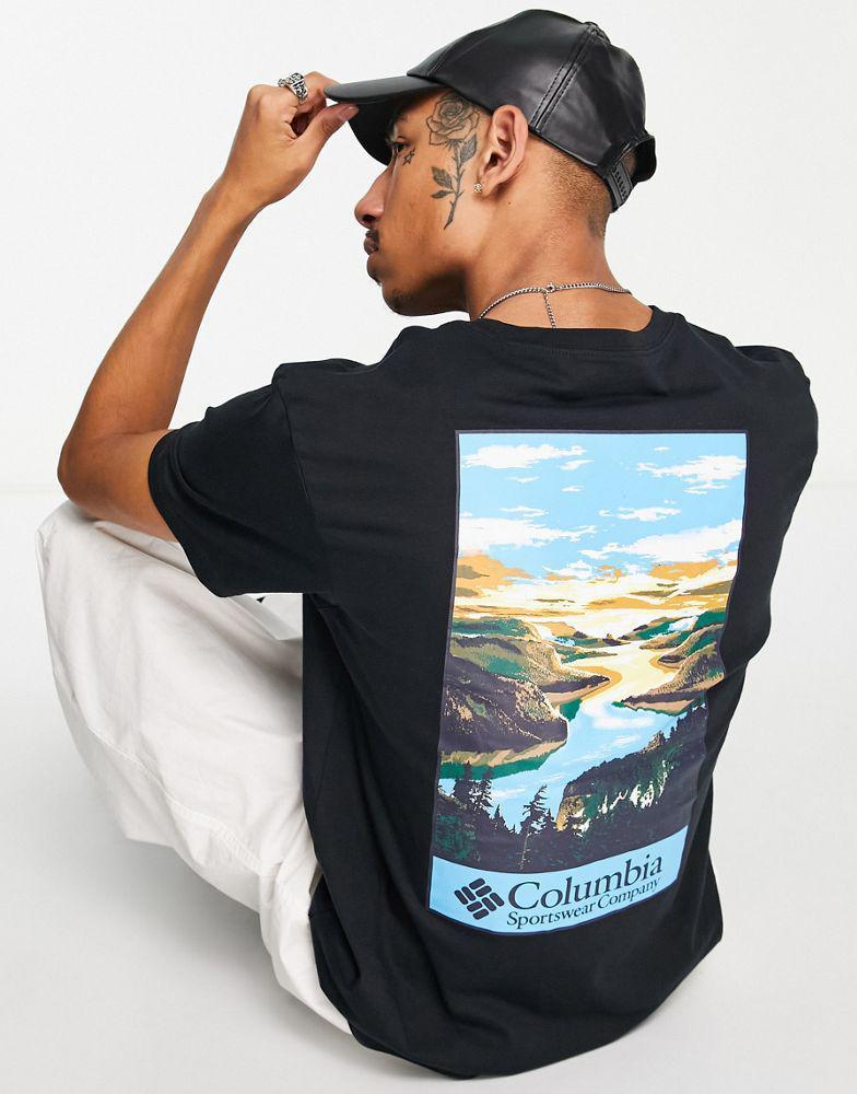 商品Columbia|Columbia Alpine Way back print t-shirt in black Exclusive at ASOS,价格¥160,第1张图片