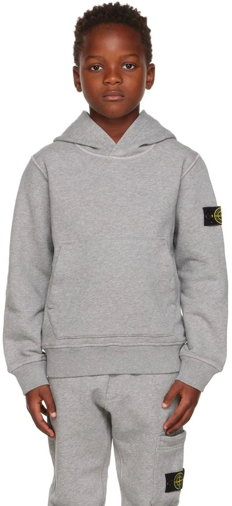 商品Stone Island Junior|Kids Gray Garment-Dyed Hoodie,价格¥505,第1张图片