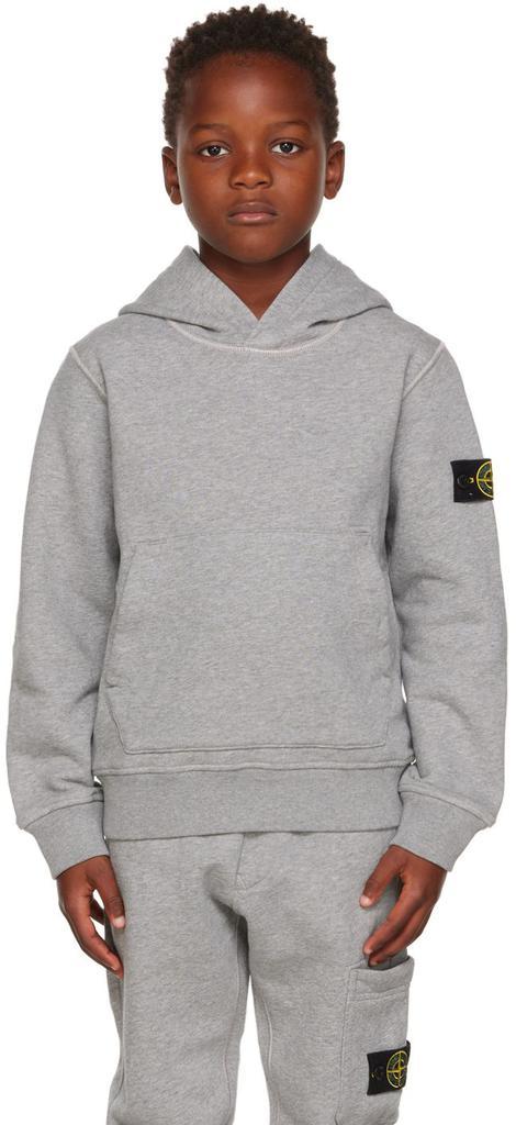 商品Stone Island Junior|Kids Gray Garment-Dyed Hoodie,价格¥1363,第1张图片