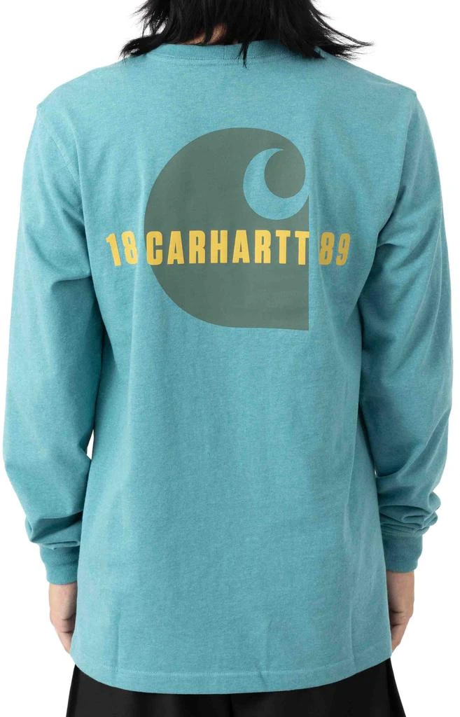 商品Carhartt|(105054) Loose Fit Heavyweight L/S Pocket Carhartt C Graphic T-Shirt - Blue Spruce Heather,价格¥85,第1张图片
