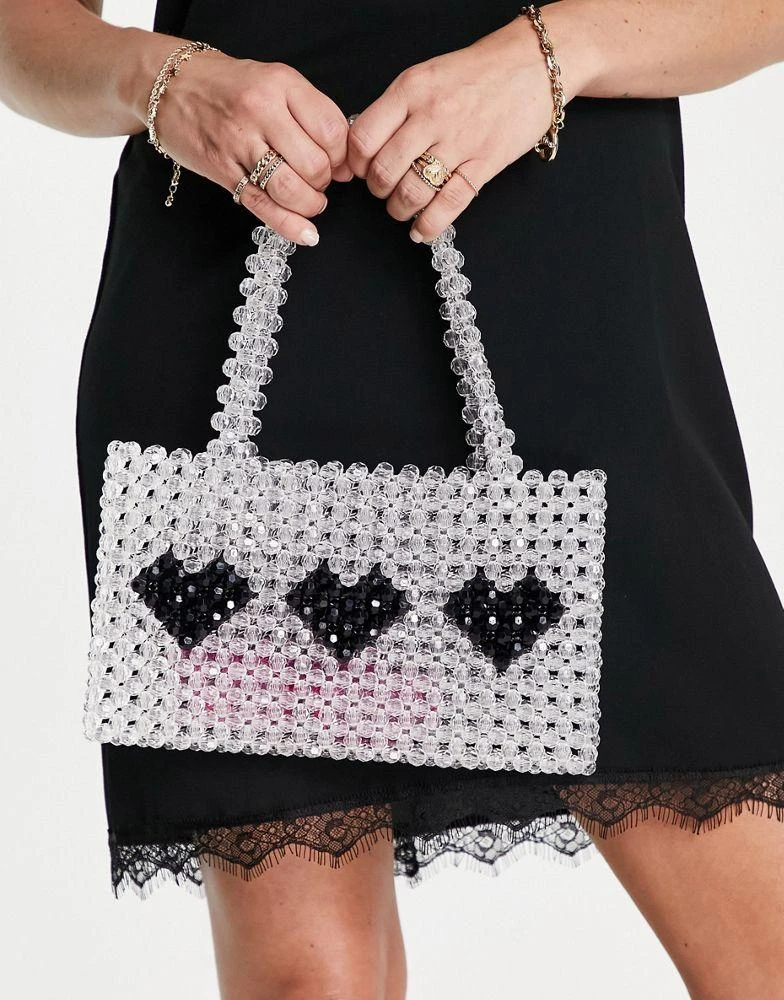 商品Topshop|Topshop beaded heart grab bag in black,价格¥125,第1张图片