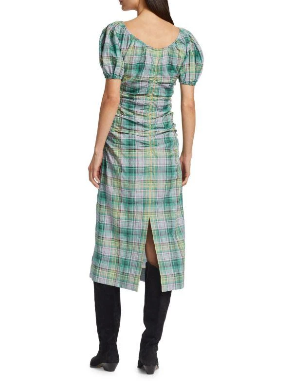 商品Ganni|Plaid Puff Sleeve Midi Dress,价格¥1027,第2张图片详细描述