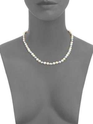 商品BELPEARL|14K Yellow Gold & Multicolor Round Akoya Cultured Pearl Necklace,价格¥1524,第2张图片详细描述