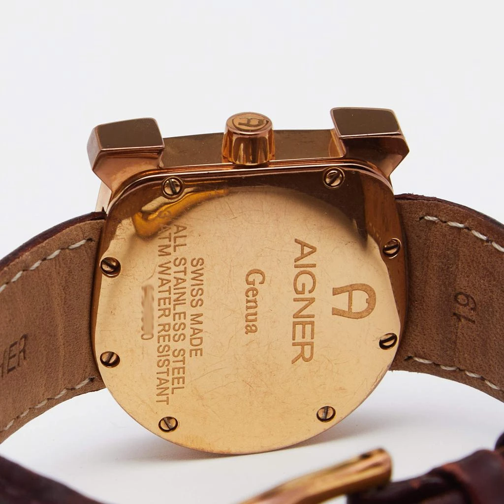 商品[二手商品] Aigner|Aigner White Mother of Pearl Gold PVD Coated Stainless Steel Leather Genua A31600 Women's Wristwatch 31 mm,价格¥1106,第4张图片详细描述
