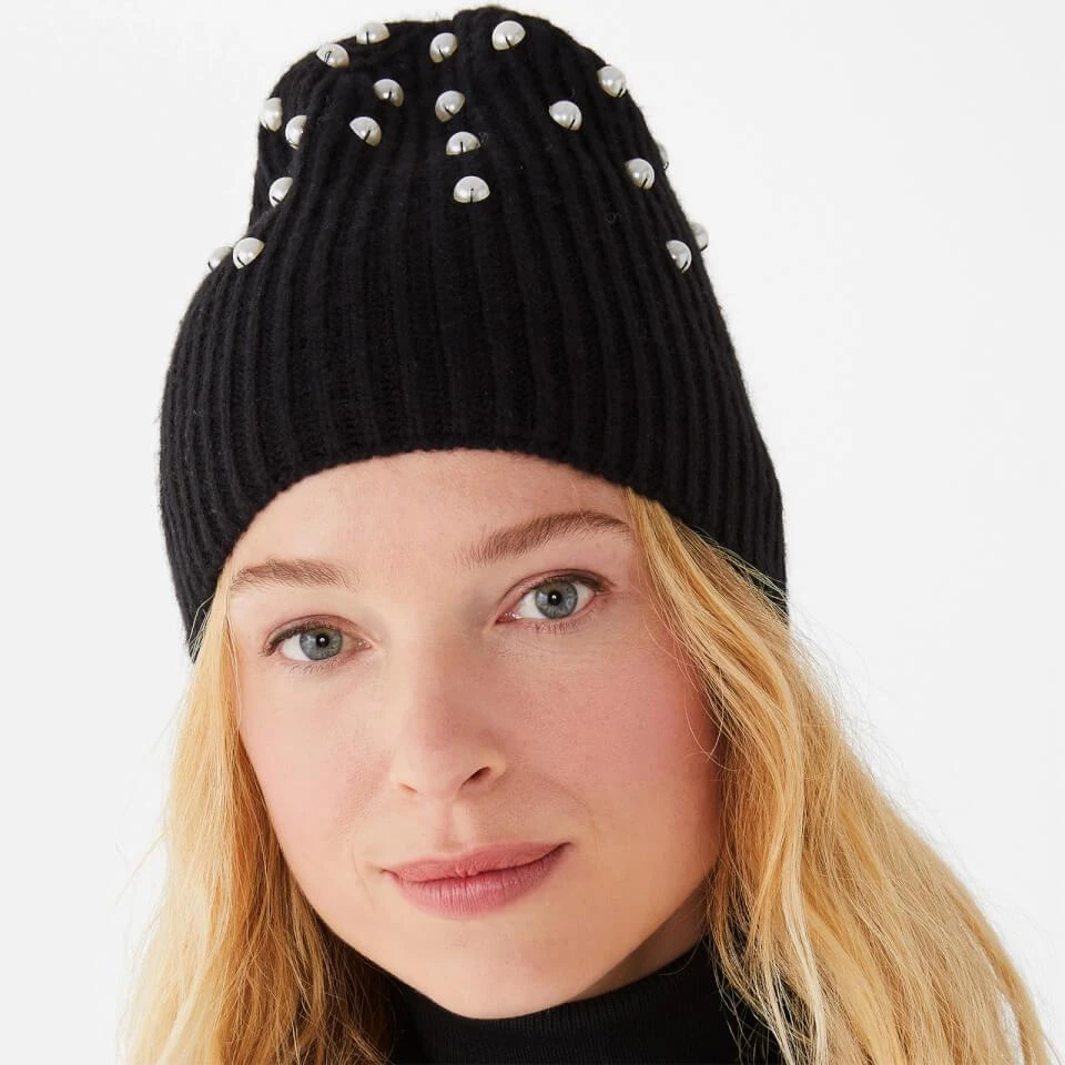 商品Kate Spade|Kate Spade New York Women's Imitation Pearl Beanie - Black,价格¥217,第2张图片详细描述