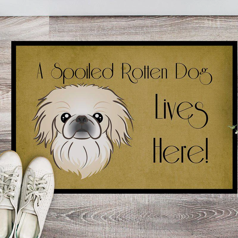 商品Caroline's Treasures|24 in x 36 in Pekingese Spoiled Dog Lives Here Door Mat Indoor/Outdoor,价格¥307,第2张图片详细描述