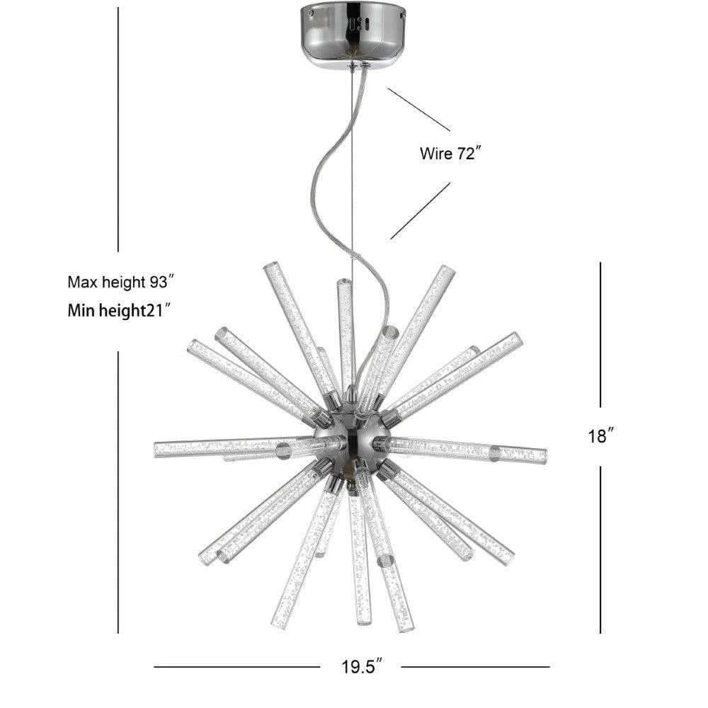 Soyuz 19.5" Adjustable Integrated LED Starburst Metal/Acrylic Pendant 商品