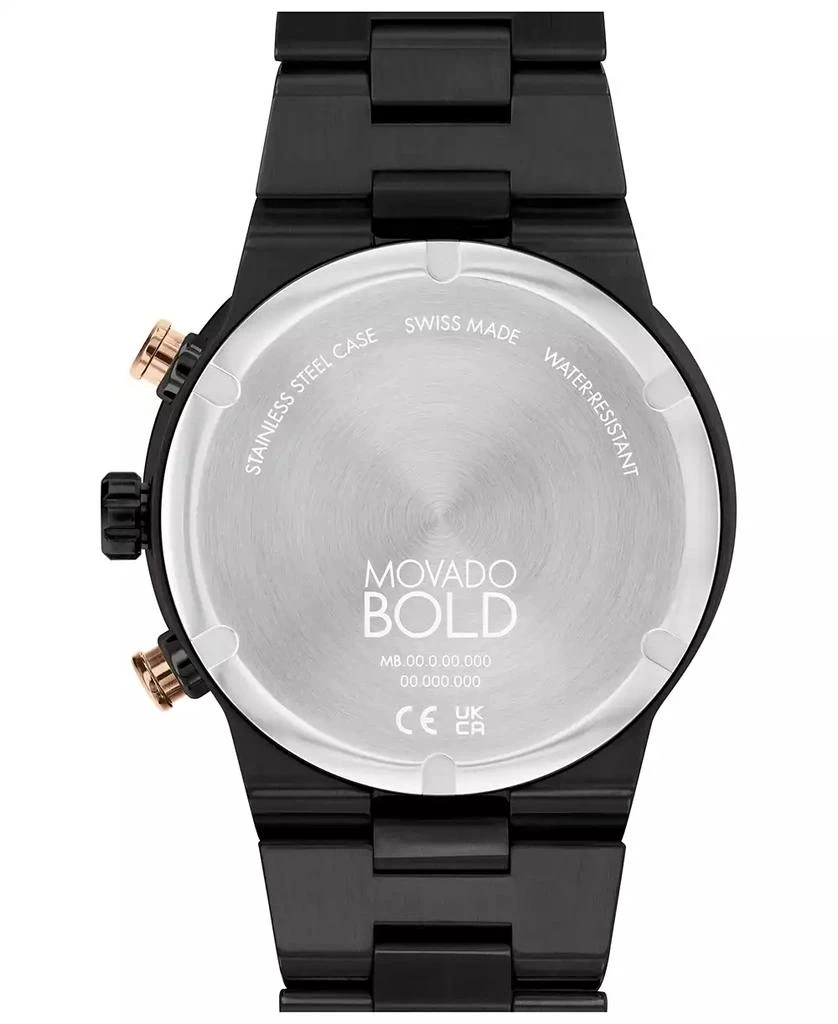 商品Movado|Men's Bold Fusion Swiss Quartz Chronograph Ionic Plated Black Steel Bracelet Watch 44mm,价格¥7375,第3张图片详细描述