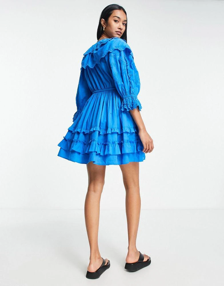商品Topshop|Topshop ruffle broderie mini dress in cobalt blue,价格¥481,第2张图片详细描述