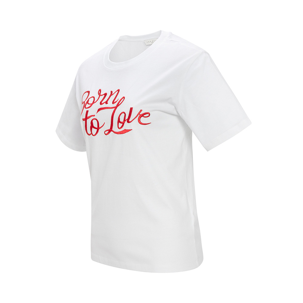 SANDRO 女士白色棉质T恤 R130068P-WHITE商品第2张图片规格展示