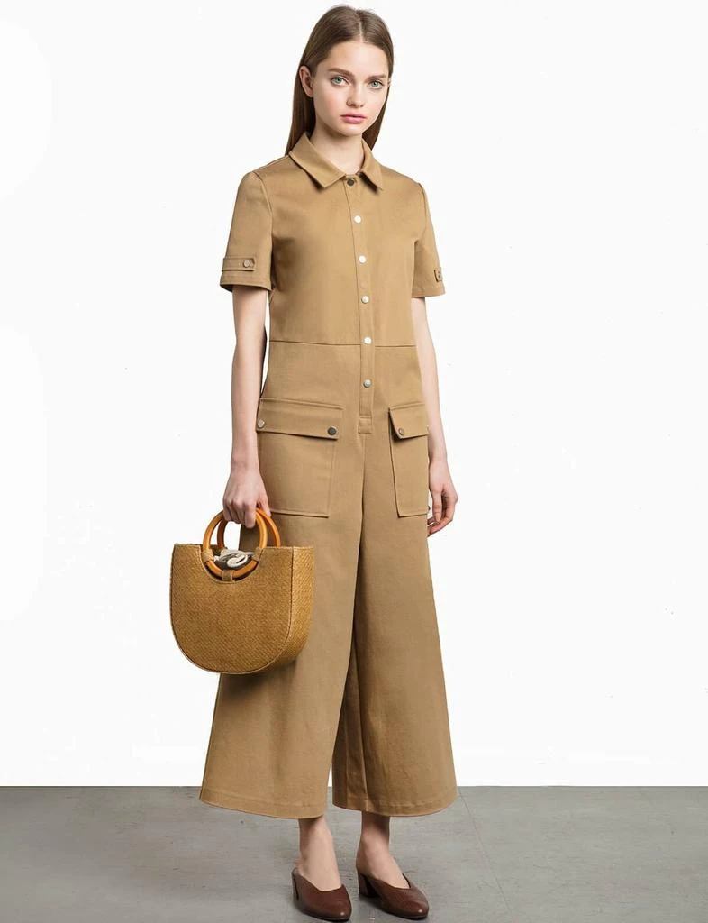 商品Pixie Market|Khaki Snap Button Jumpsuit,价格¥341,第1张图片