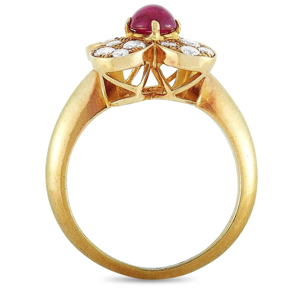 商品[二手商品] Van Cleef & Arpels|Van Cleef & Arpels Trefle 18K Yellow Gold 0.40 ct Diamond and Cabochon Ruby Ring,价格¥29510,第2张图片详细描述