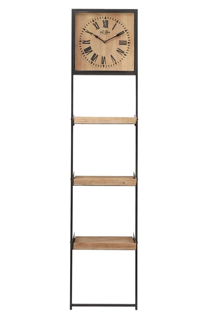 商品SONOMA SAGE HOME|Brown Wood Traditional Wall Shelf with Clock,价格¥1267,第4张图片详细描述