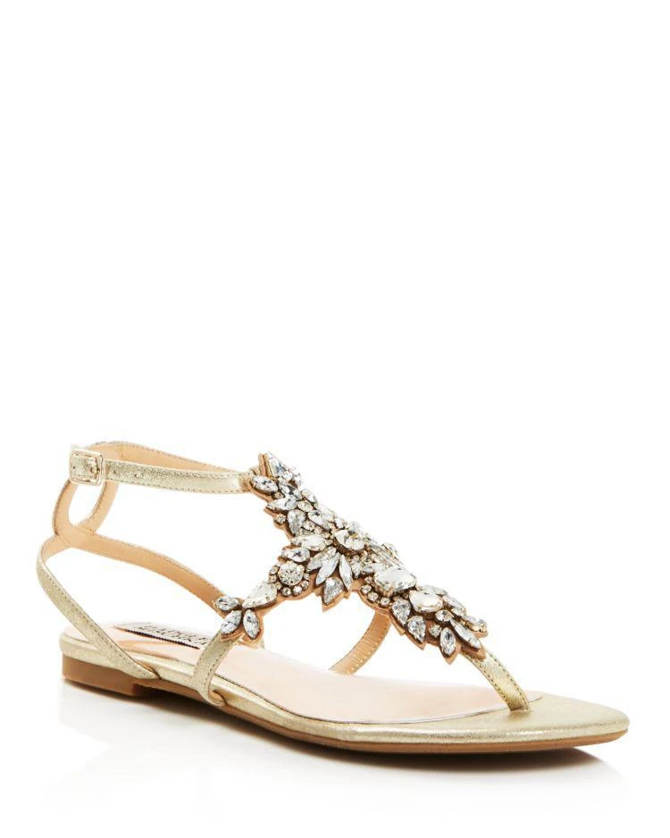 商品Badgley Mischka|Women's Cara II Embellished Flat Sandals,价格¥1022,第1张图片