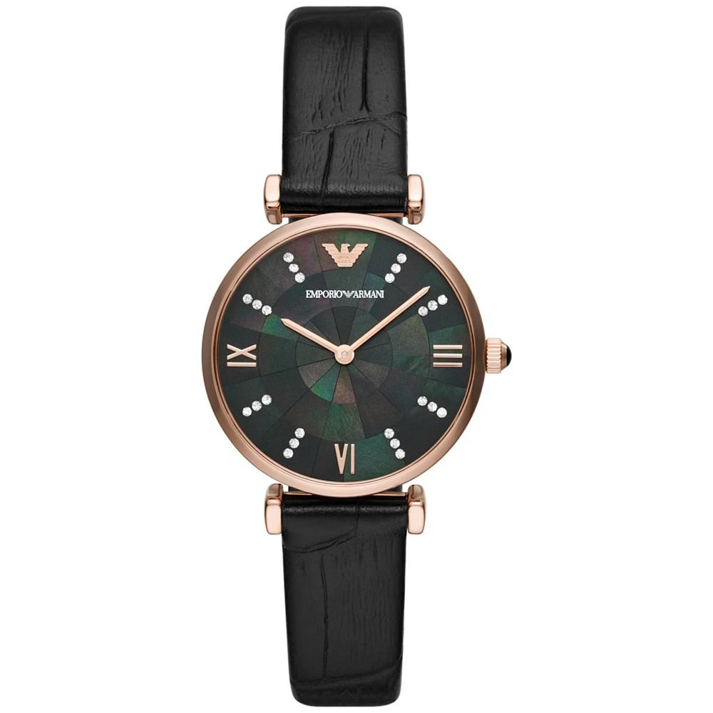 商品Emporio Armani|Women's Black Leather Strap Watch 32mm,价格¥1984,第1张图片