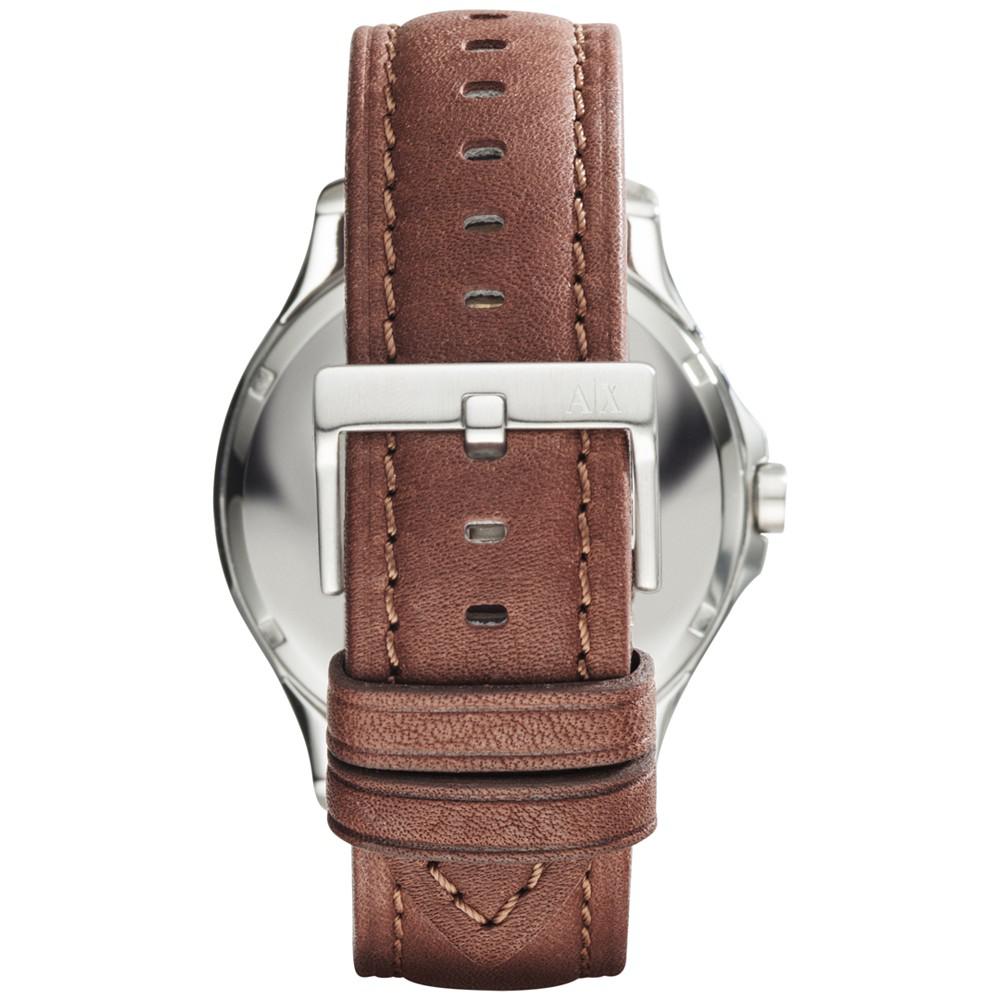 Men's Brown Leather Strap Watch 46mm AX2133商品第3张图片规格展示