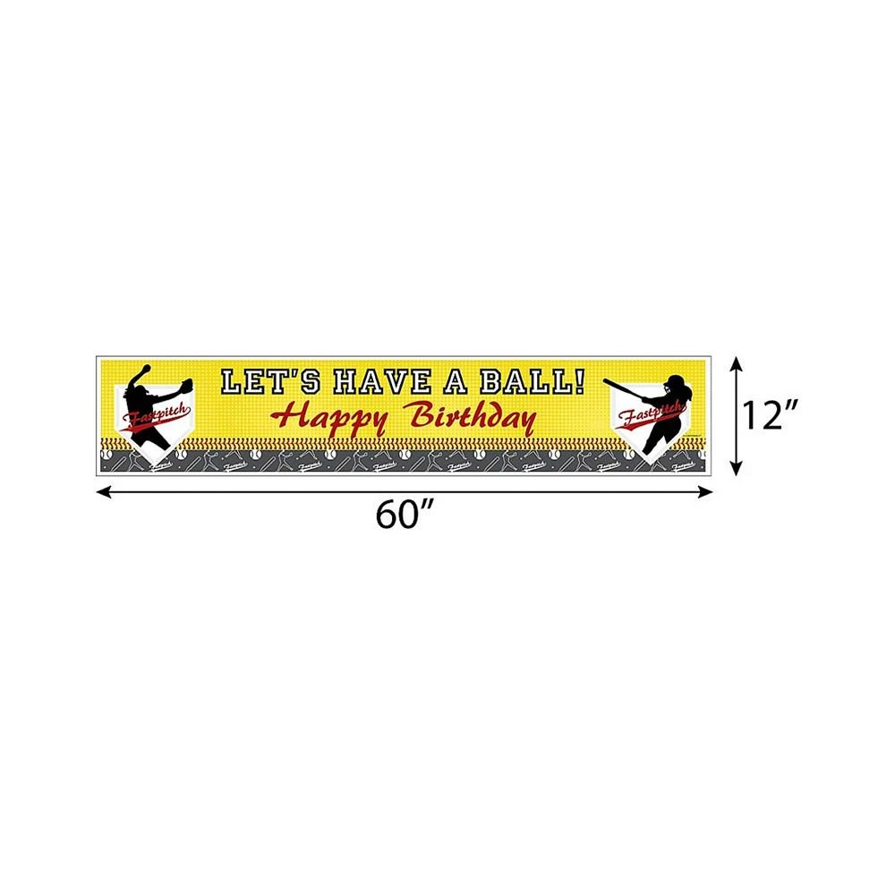 商品Big Dot of Happiness|Grand Slam - Fastpitch Softball - Happy Birthday Decorations Party Banner,价格¥157,第3张图片详细描述