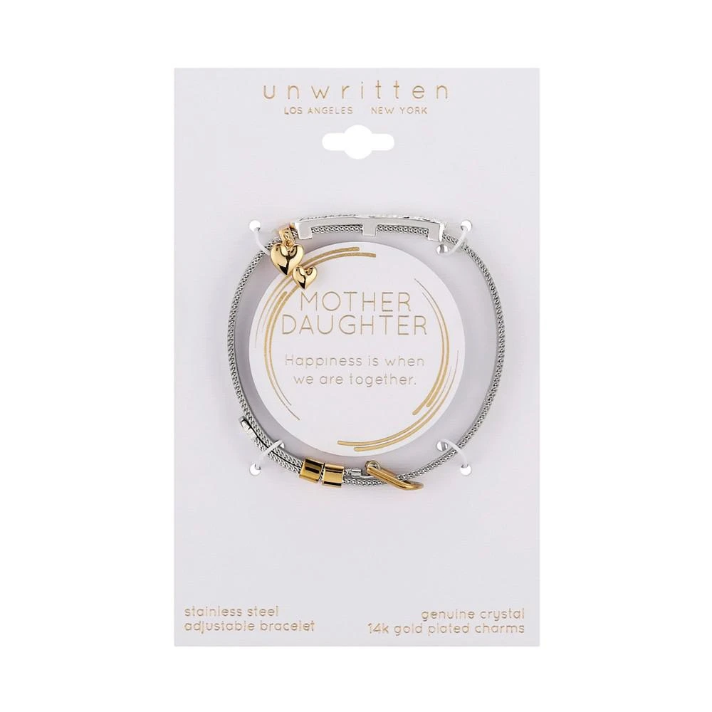 商品Unwritten|Steel Mesh Bracelet With Unwritten 14K Two Tone Gold Flash-Plated Brass Crystal Mother Daughter Slider Charms,价格¥153,第2张图片详细描述