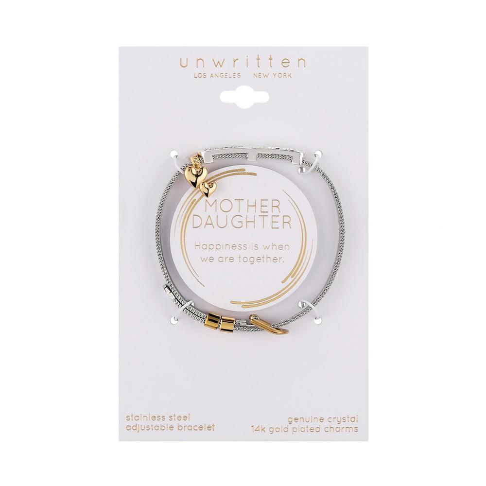 商品Unwritten|Steel Mesh Bracelet With Unwritten 14K Two Tone Gold Flash-Plated Brass Crystal Mother Daughter Slider Charms,价格¥130,第4张图片详细描述