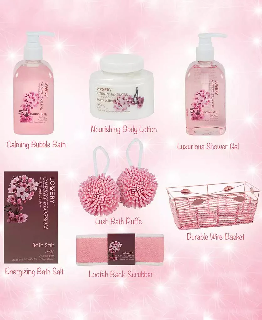 商品Lovery|Home Spa Body Care Gift Set in Cherry Blossom, 7 Piece,价格¥252,第2张图片详细描述