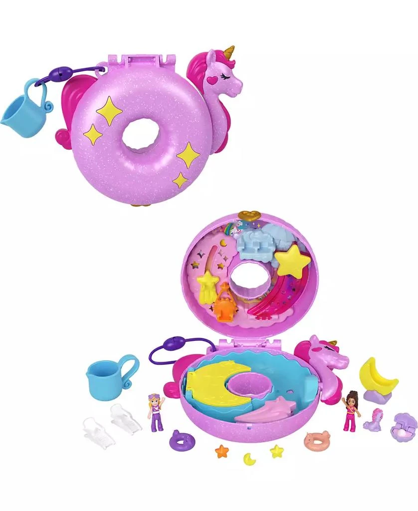 商品Polly Pocket|Dolls and Playset, Unicorn Toys, Sparkle Cove Adventure Unicorn Floatie Compact,价格¥90,第1张图片