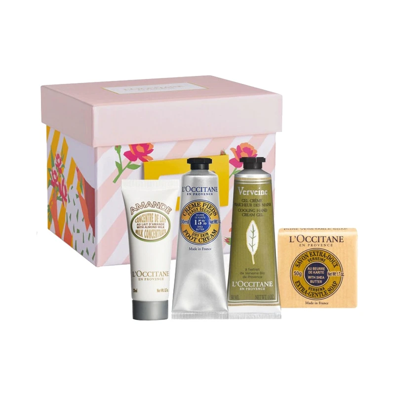 商品L'Occitane|欧舒丹2022限量身体洗护4件套套装美体乳20ml+护足霜30ml+护手霜30ml+香皂50g,价格¥211,第1张图片