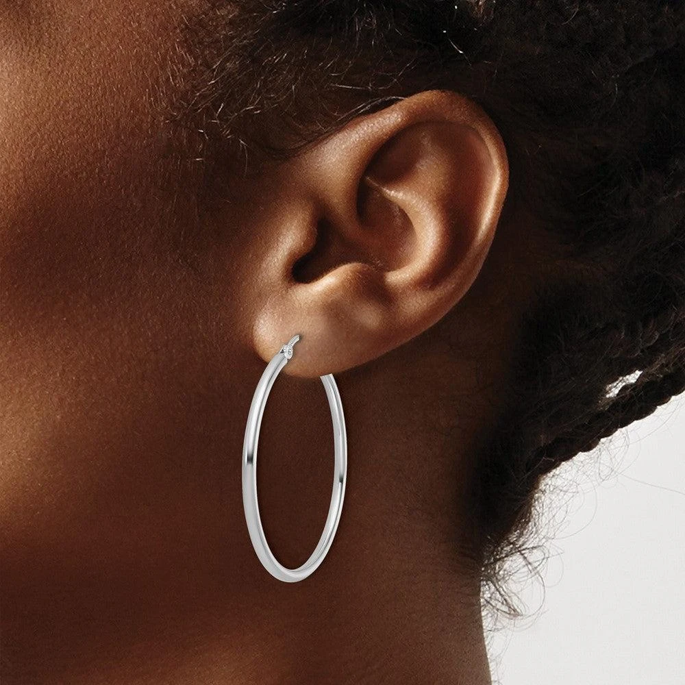 商品Diamond2Deal|14K Gold 2x35mm Round Shape Hoop Earrings,价格¥4928,第3张图片详细描述