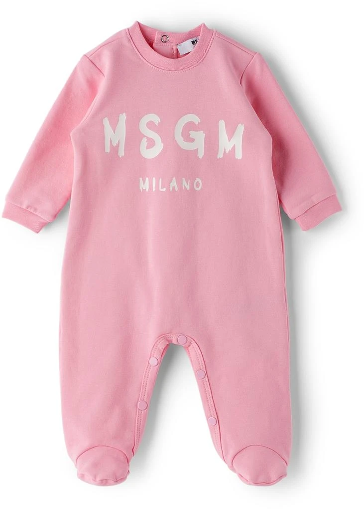 商品MSGM|Baby Pink Brush Logo Jumpsuit Set,价格¥480,第2张图片详细描述