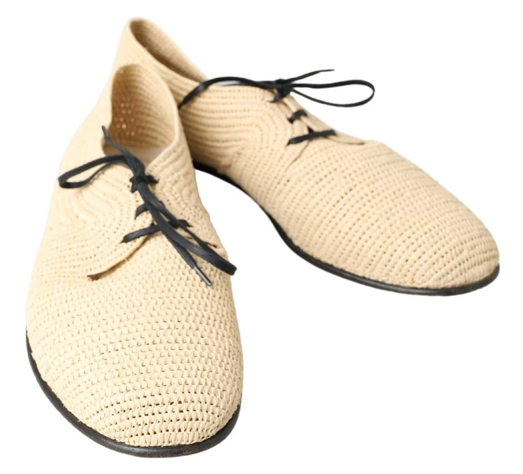 Dolce & gabbana Beige Woven Lace Up Casual Derby Shoes 商品