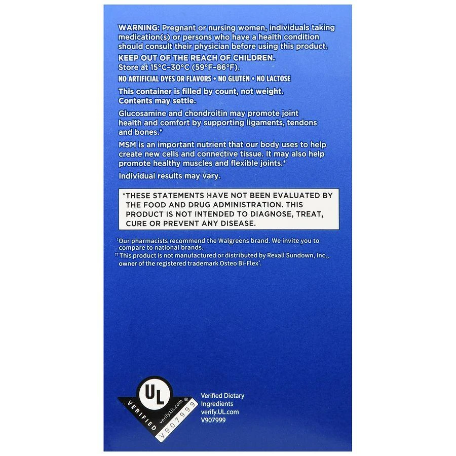 商品Walgreens|Glucosamine Chondroitin Tablets Triple Strength (60 days),价格¥241,第5张图片详细描述