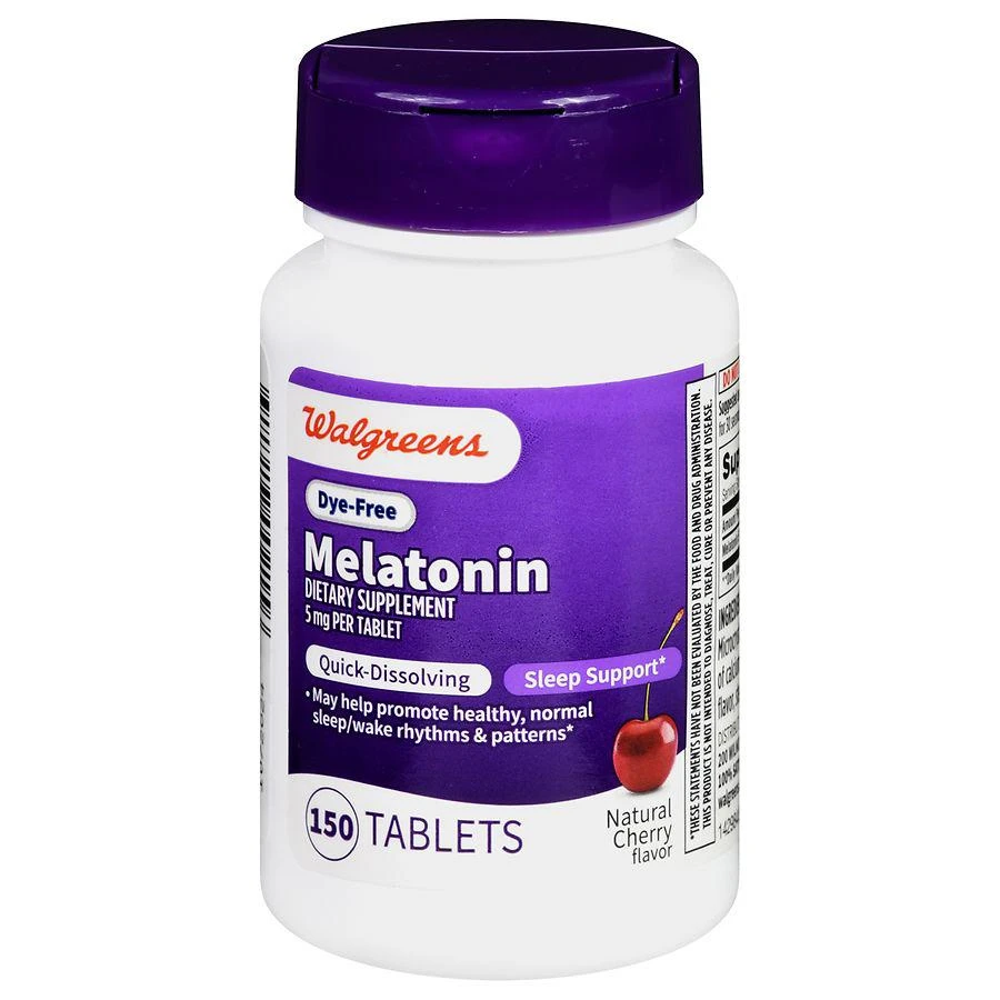 商品Walgreens|Dye-Free Melatonin 5 mg Tablets (150 days) Natural Cherry,价格¥117,第1张图片