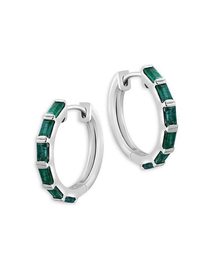 商品Bloomingdale's|Emerald Small Hoop Earrings in 14K White Gold,价格¥10418,第1张图片详细描述