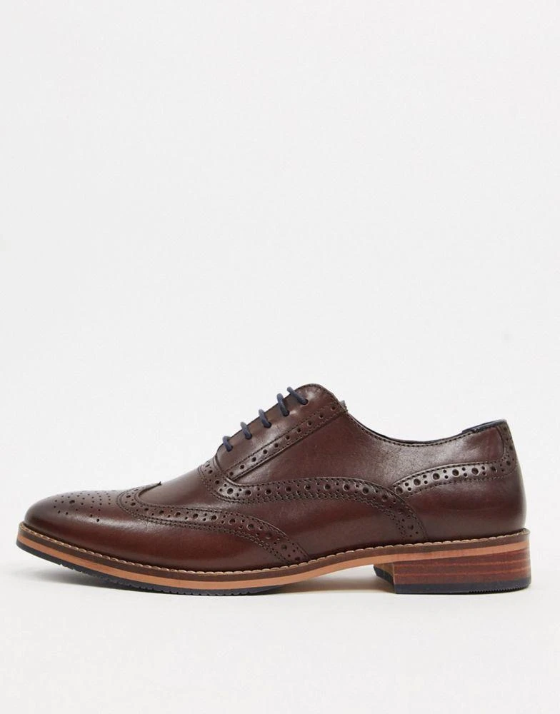 商品ASOS|ASOS DESIGN brogue shoes in brown leather with natural sole and colour details,价格¥288,第3张图片详细描述