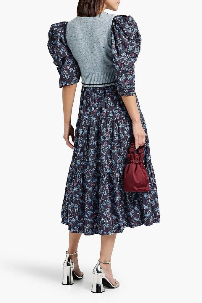 商品Sea|Tilly tiered floral-print cotton and intarsia-knit midi dress,价格¥1843,第3张图片详细描述