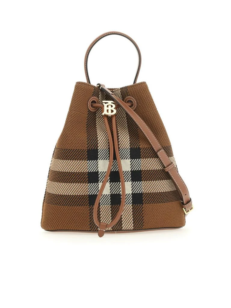 商品Burberry|Burberry Check Printed Drawstring Bucket Bag,价格¥5654,第1张图片