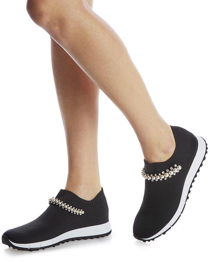 商品Jimmy Choo|Women's Verona Embellished Knit Slip On Sneakers,价格¥5865,第4张图片详细描述