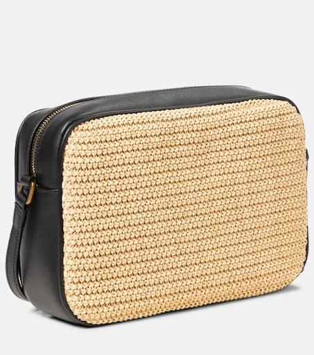 商品Yves Saint Laurent|Lou leather-trimmed raffia crossbody bag,价格¥13596,第4张图片详细描述