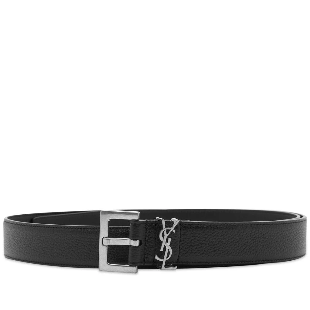 商品Yves Saint Laurent|Saint Laurent Metal Logo Grain Leather Belt,价格¥3736,第1张图片