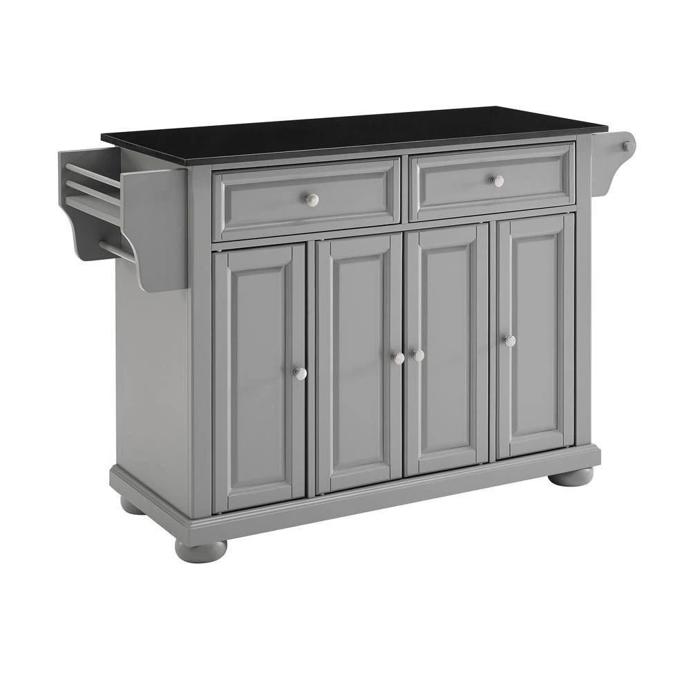 商品Crosley Furniture|Alexandria Granite Top Full Size Kitchen Island/Cart Gray/Black,价格¥5546,第5张图片详细描述