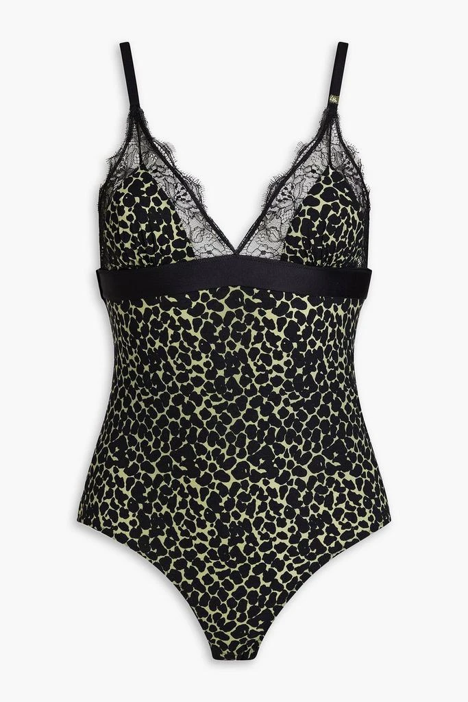 商品LOVE STORIES|Doris lace-trimmed leopard-print stretch-jersey bodysuit,价格¥164,第3张图片详细描述