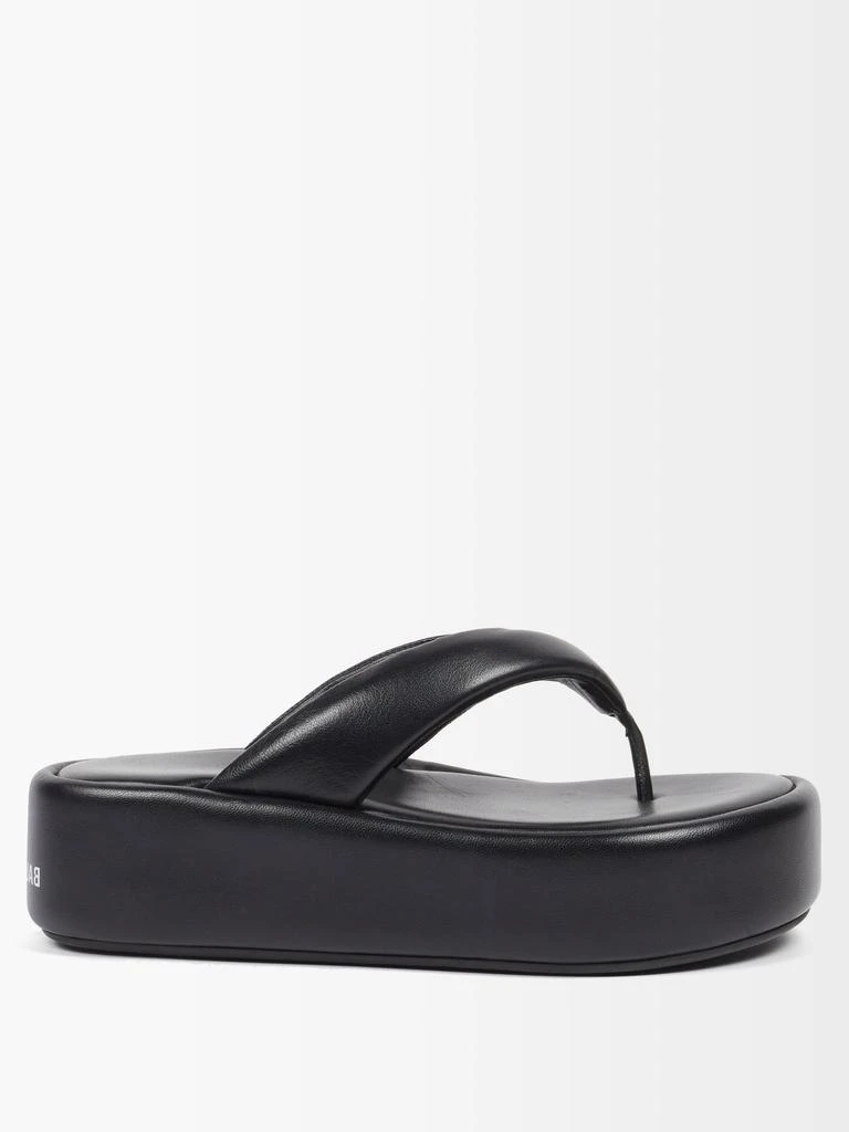 商品Balenciaga|Rise padded-leather flatform flip flops,价格¥3290,第1张图片