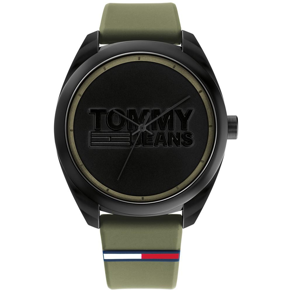 Tommy Hilfiger Men's Military-Like Green Silicone Strap Watch 44mm商品第4张图片规格展示