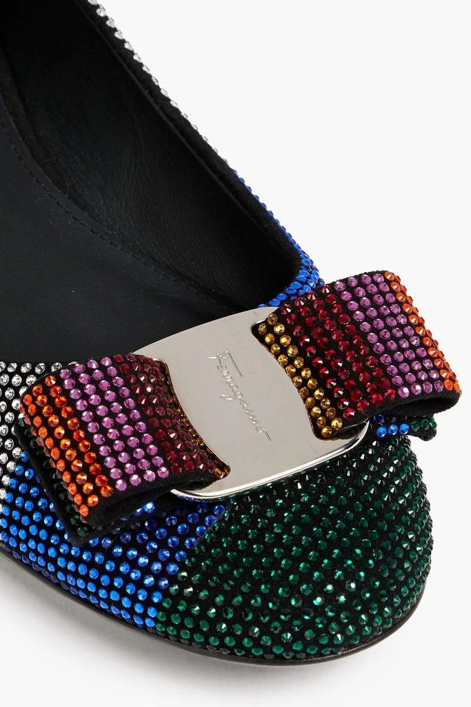 商品Salvatore Ferragamo|Varina crystal-embellished striped suede ballet flats,价格¥3164,第4张图片详细描述