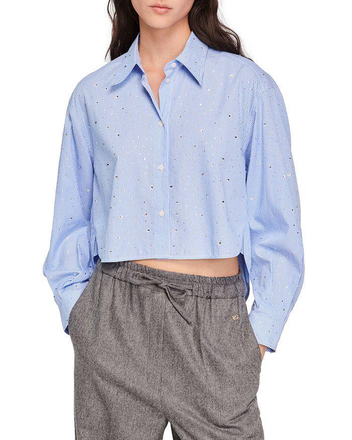 商品Sandro|Holi Cropped Button Up Shirt,价格¥2092,第3张图片详细描述