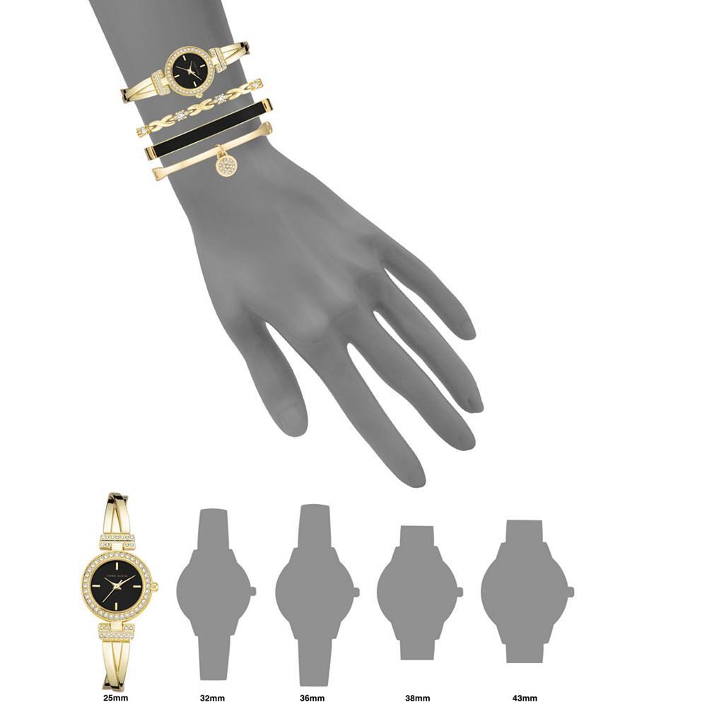 商品Anne Klein|Women's Gold-Tone Alloy Bangle with Crystal Accents Fashion Watch 37mm Set 4 Pieces,价格¥1284,第6张图片详细描述