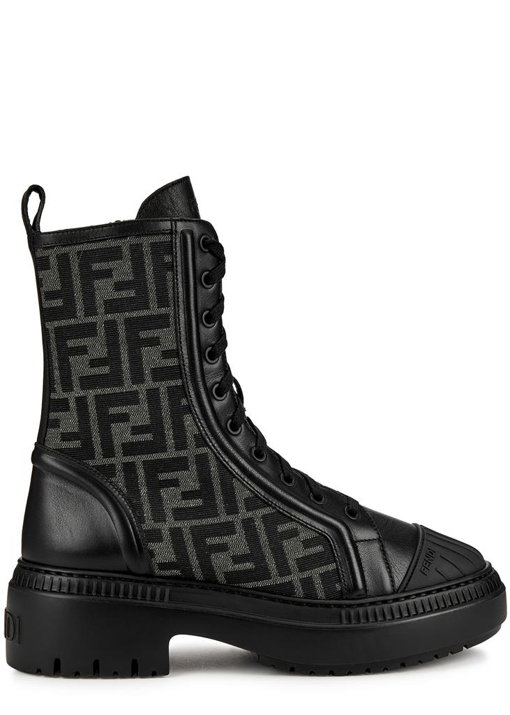 Domino FF-jacquard leather biker boots商品第1张图片规格展示